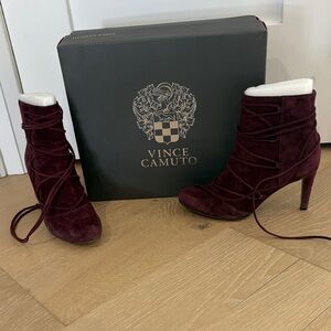 Vince Camuto Women's Burgundy Suede Heeled Boots